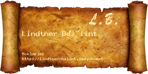 Lindtner Bálint névjegykártya